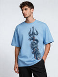 Trishul Force Graphic T-Shirt – Sky Blue Edition